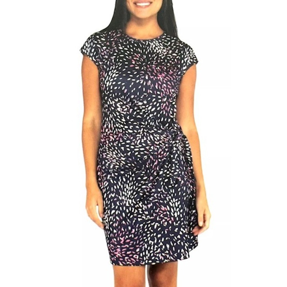 Nicole‎ Miller Original Dress Abstract Print Tie Waist Casual Stretch Size M